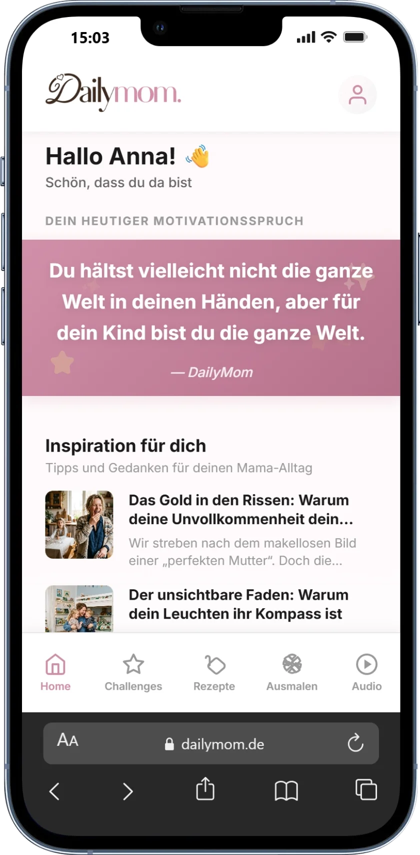 Tägliche Motivationssprüche im Mama-Club Free